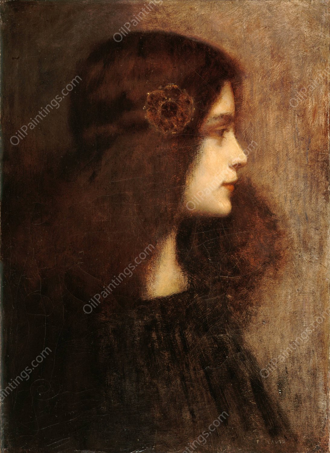 Portrait d'Aurore Lauth Sand  by Charles-Frederic Lauth - Hand-Painted Oil Painting Reproduction