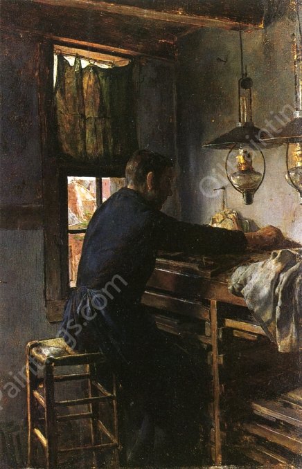 A Dutch Typesetter by Charles Frederic Ulrich - Hand-Painted Oil Painting Reproduction