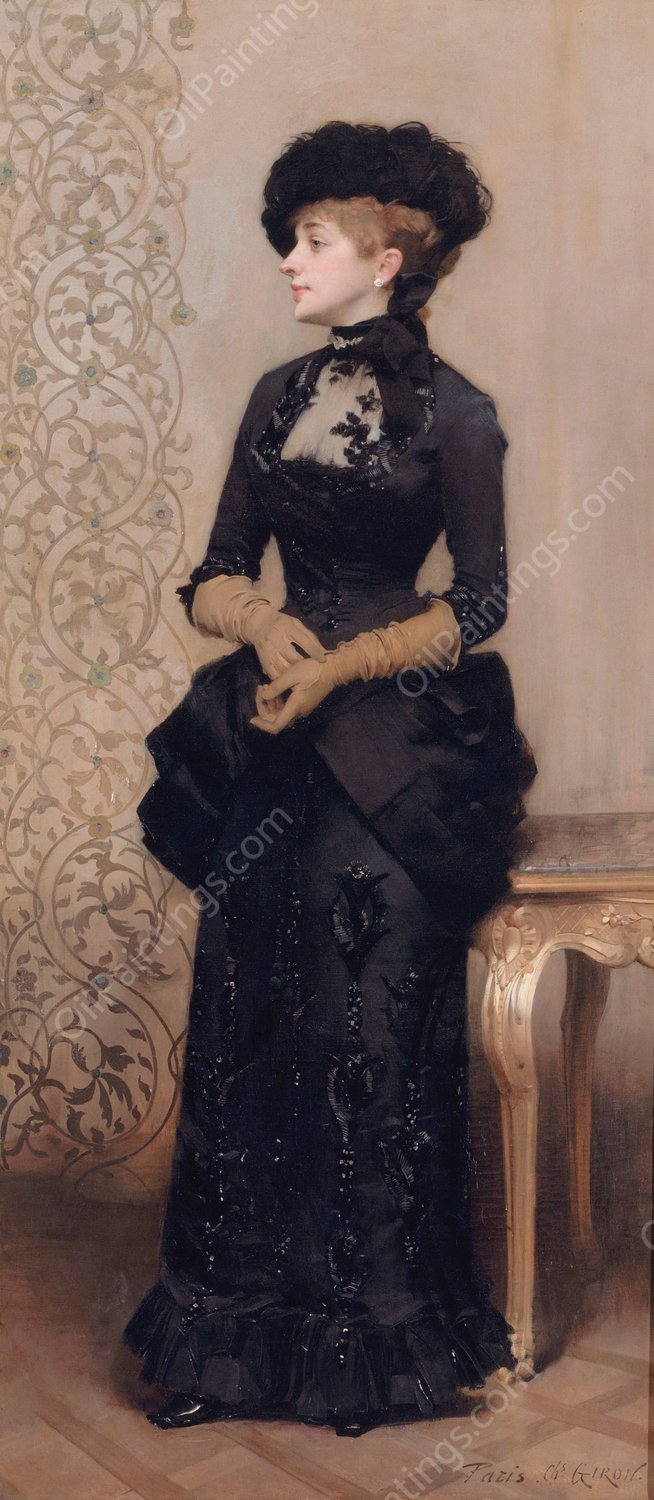 Femme aux gants, dite La Parisienne  by Charles Giron - Hand-Painted Oil Painting Reproduction