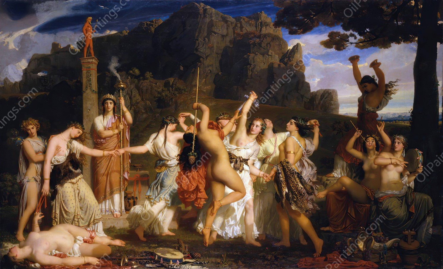 The Dance of the Bacchantes  by Charles Gleyre - Hand-Painted Oil Painting Reproduction