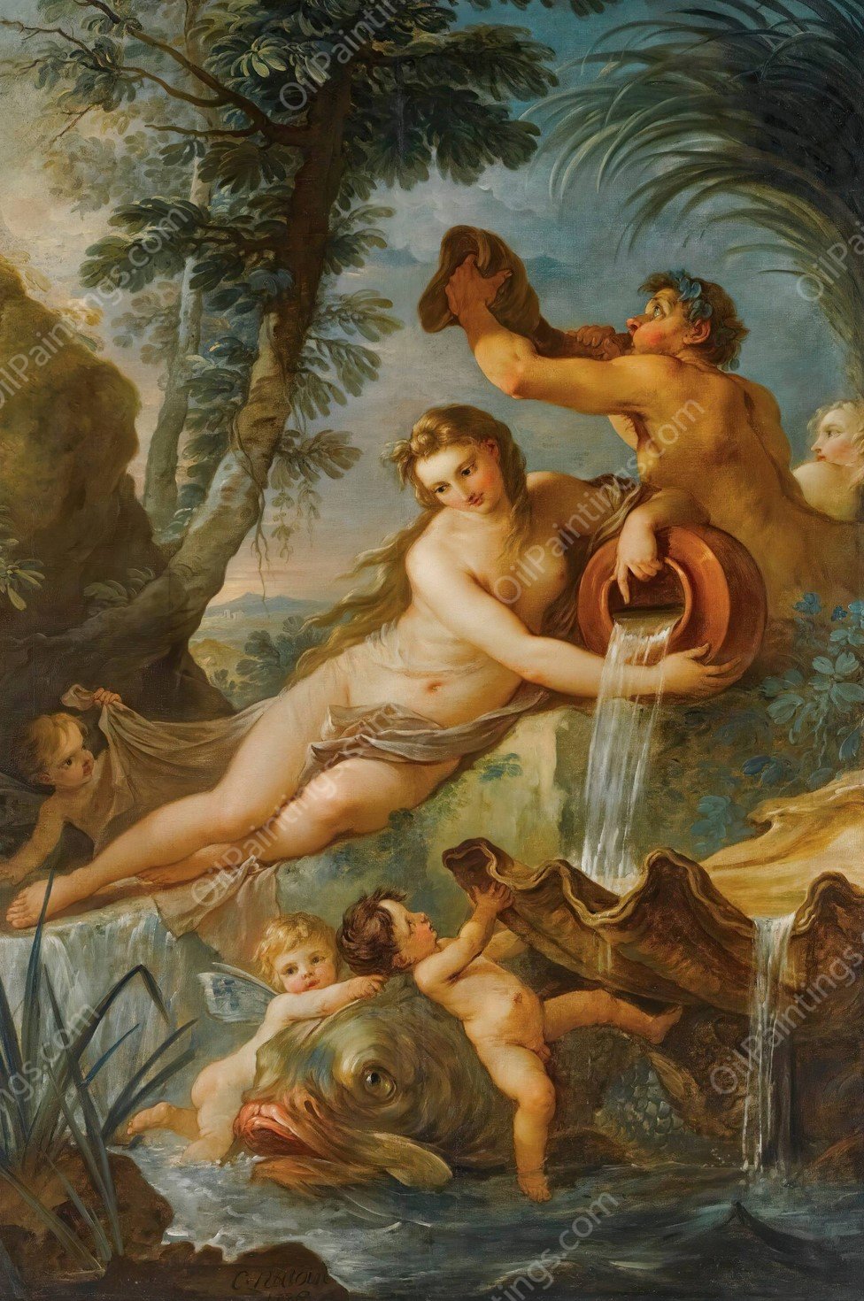 La Source  by Charles-Joseph Natoire - Hand-Painted Oil Painting Reproduction