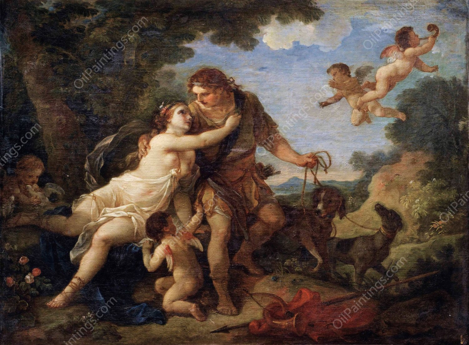 Venus and Adonis by Charles-Joseph Natoire - Hand-Painted Oil Painting Reproduction