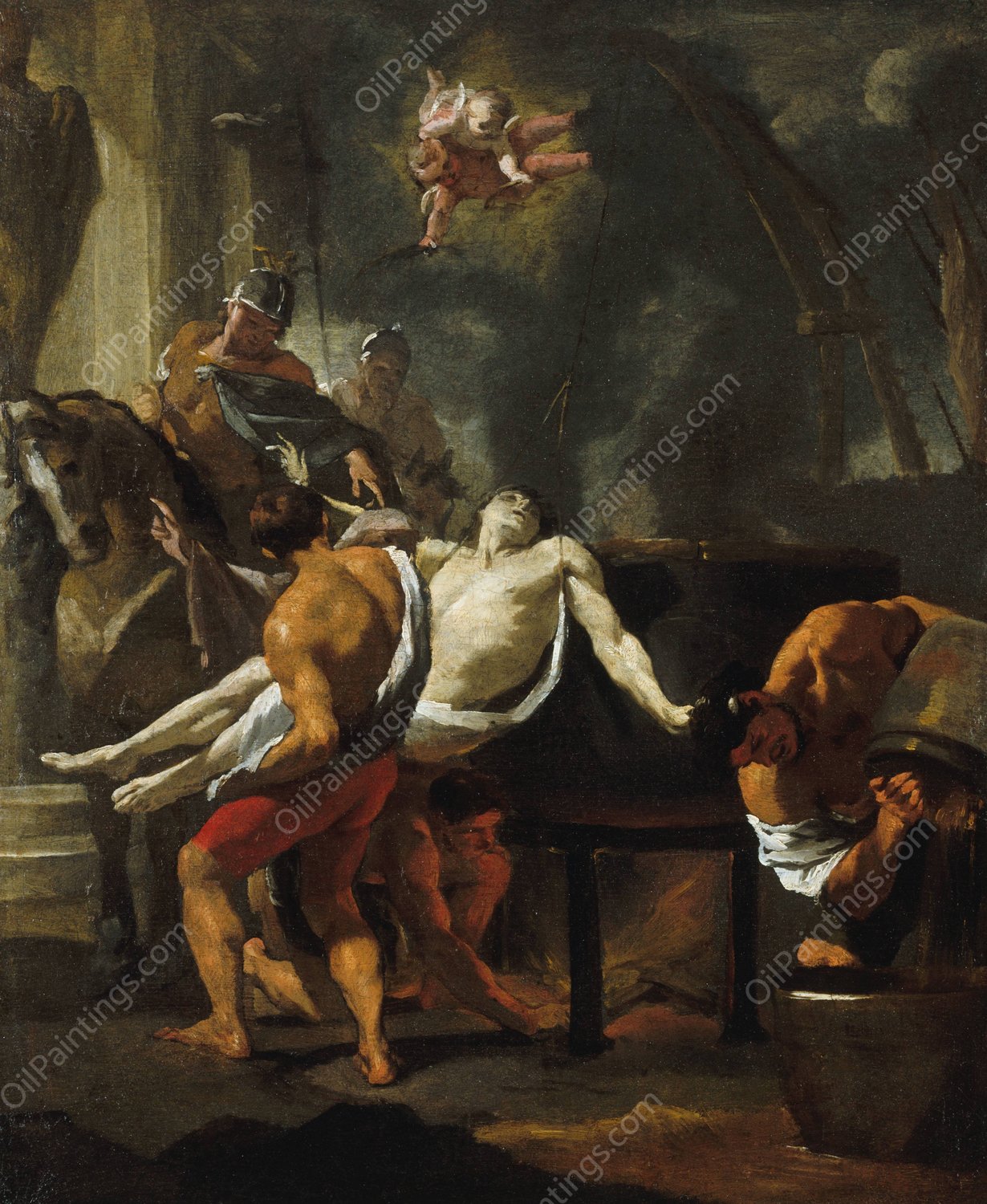 Martyre de saint Jean l'evangeliste, a la porte Latines  by Charles Le Brun - Hand-Painted Oil Painting Reproduction