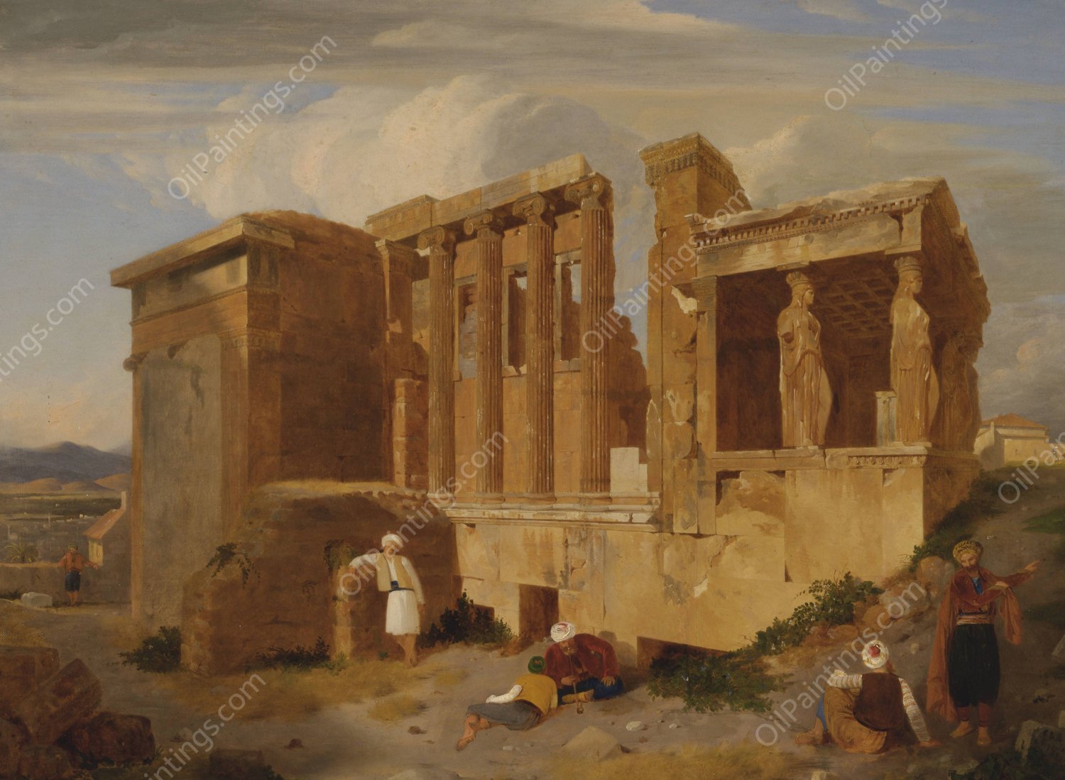 The Erechtheum, Athens, with Figures in the Foreground by Charles Lock Eastlake - Hand-Painted Oil Painting Reproduction