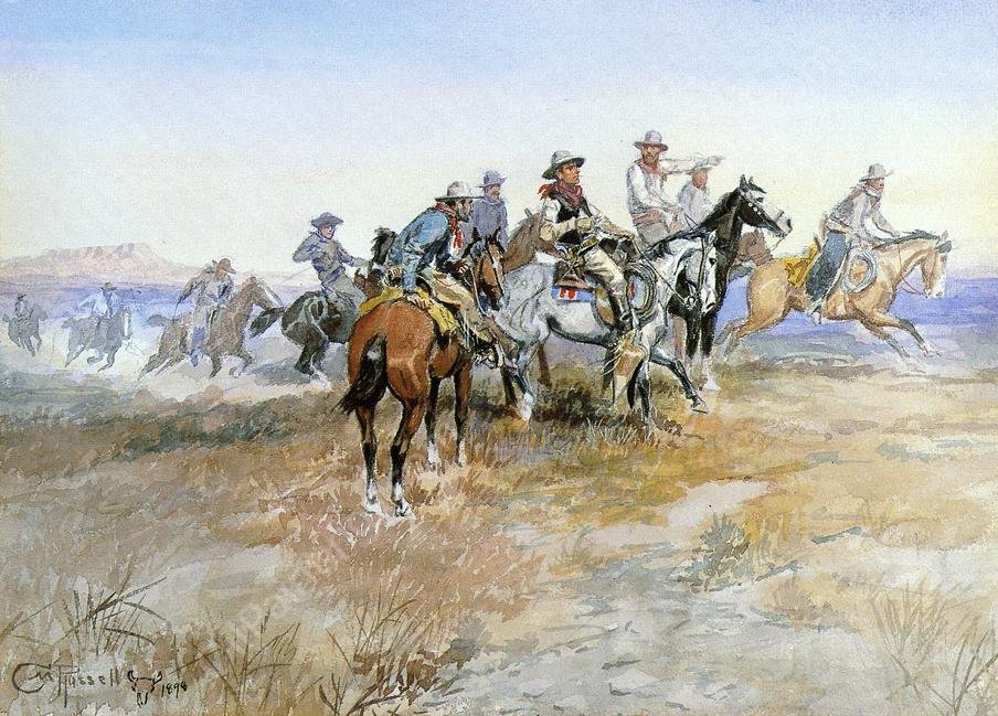 Start of Roundup by Charles Marion Russell - Hand-Painted Oil Painting Reproduction