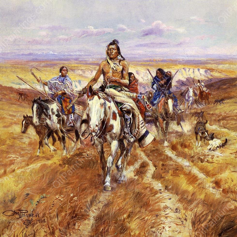 When the Plains Were His by Charles Marion Russell - Hand-Painted Oil Painting Reproduction