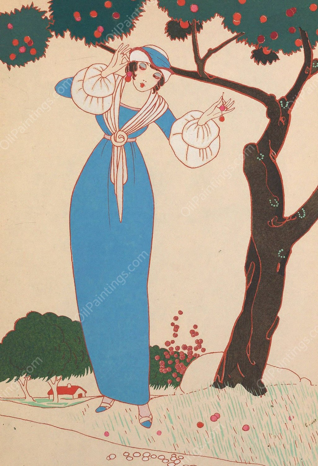 Le Cerises  by Charles Martin - Hand-Painted Oil Painting Reproduction