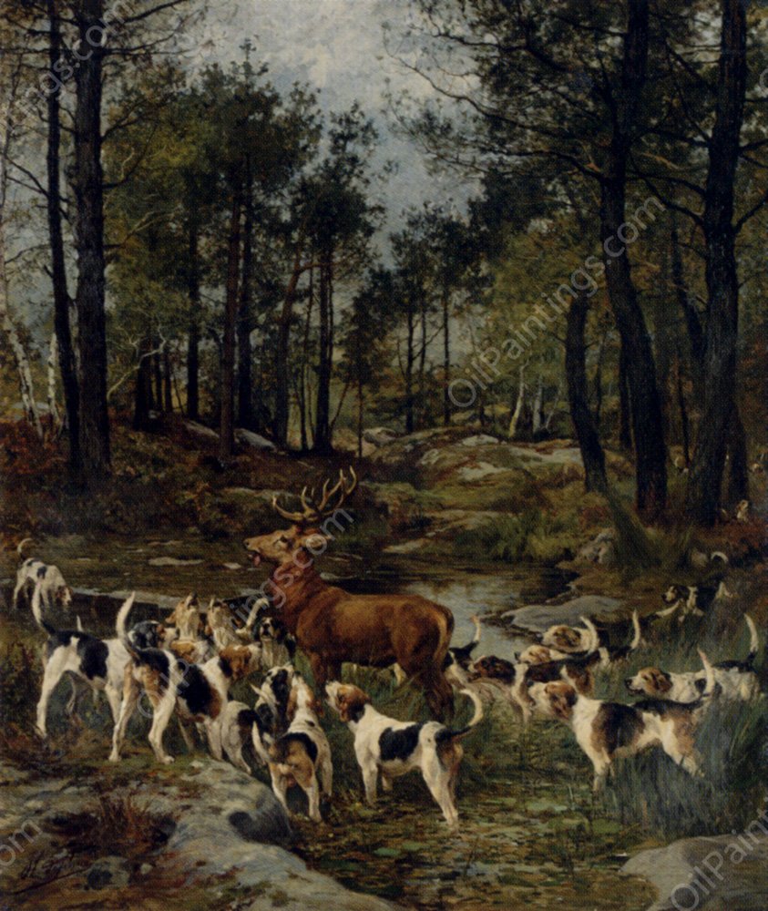 The Deer Hunt by Charles Olivier De Penne - Hand-Painted Oil Painting Reproduction