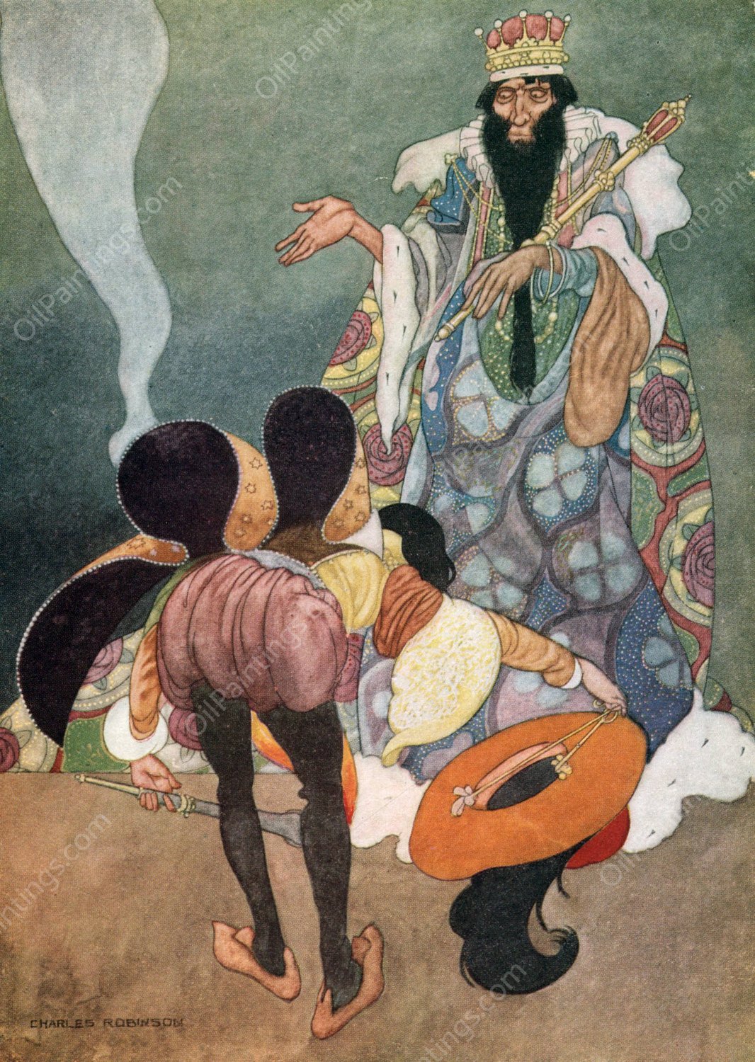 Let The Fireworks Begin, Said The King  by Charles Robinson - Hand-Painted Oil Painting Reproduction