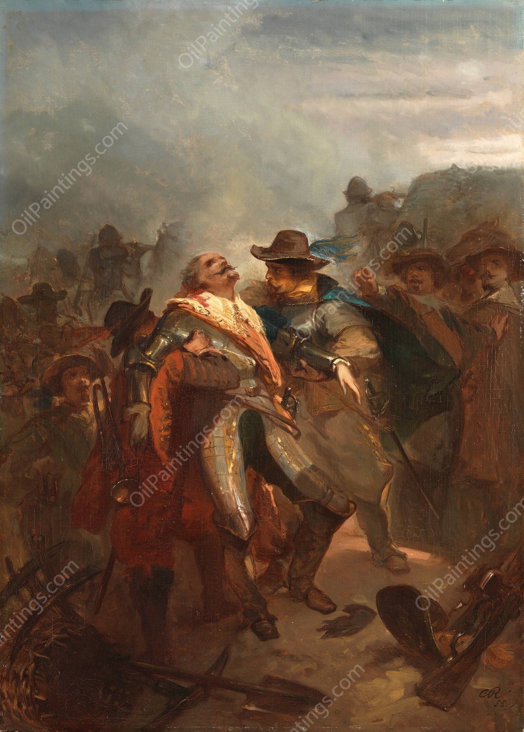 Ernst Casimir dies near Roermond, Anno 1632  by Charles Rochussen - Hand-Painted Oil Painting Reproduction