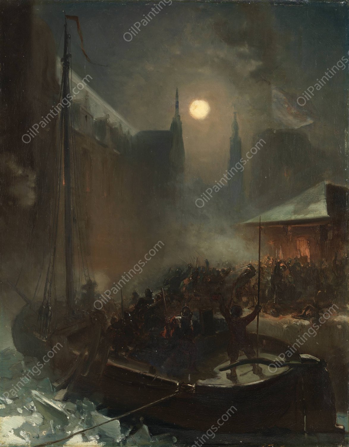 Het turfschip van Breda, Anno 1590  by Charles Rochussen - Hand-Painted Oil Painting Reproduction