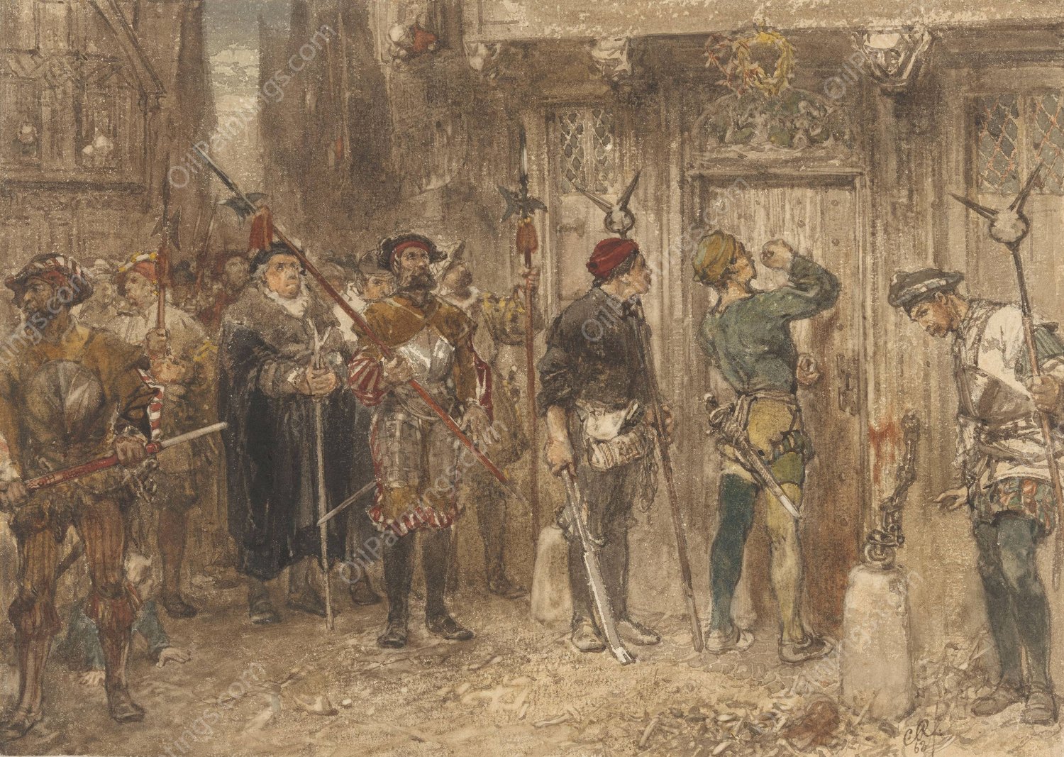 Het verdachte huis  by Charles Rochussen - Hand-Painted Oil Painting Reproduction