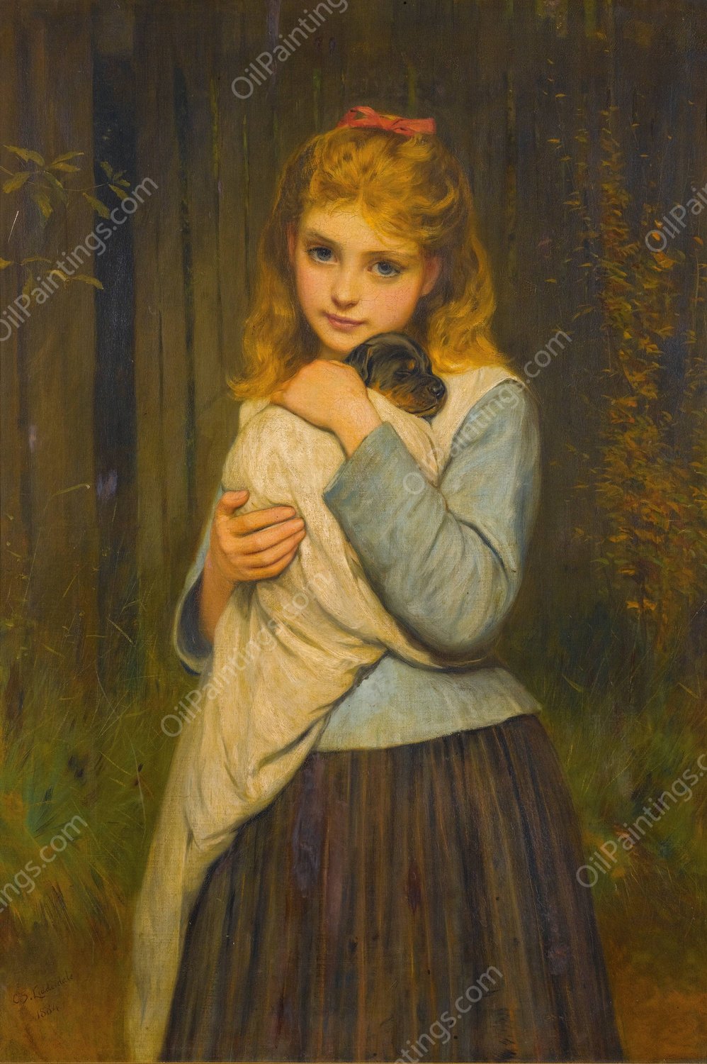 A Foster Mother  by Charles Sillem Lidderdale - Hand-Painted Oil Painting Reproduction