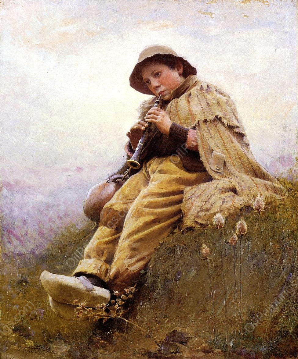 A Shepherd Boy by Charles Sprague Pearce - Hand-Painted Oil Painting Reproduction