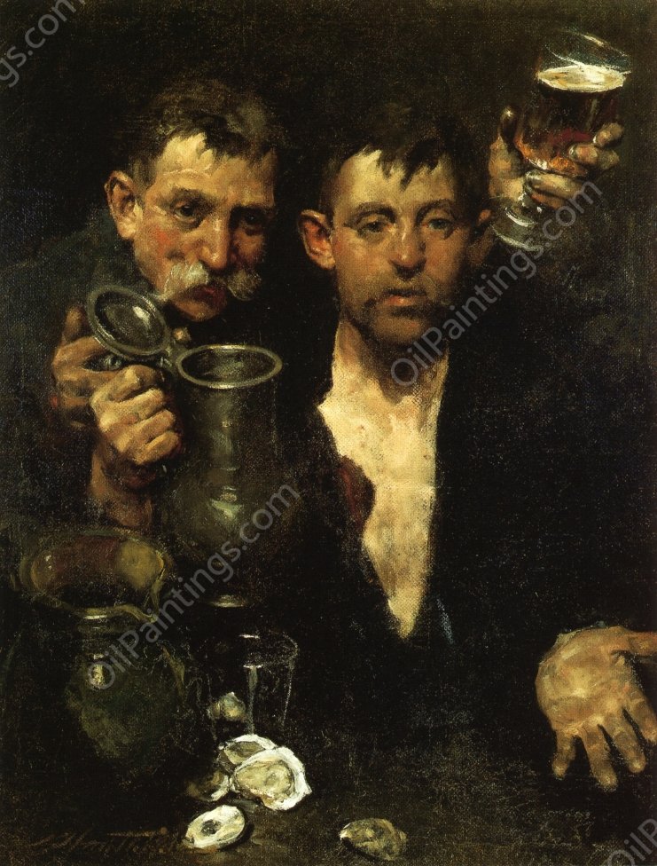 Bums Drinking by Charles W. Hawthorne - Hand-Painted Oil Painting Reproduction