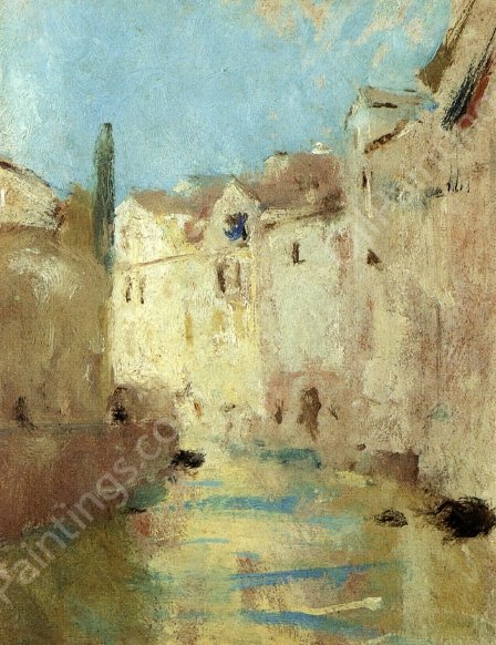 On the Canal by Charles W. Hawthorne - Hand-Painted Oil Painting Reproduction