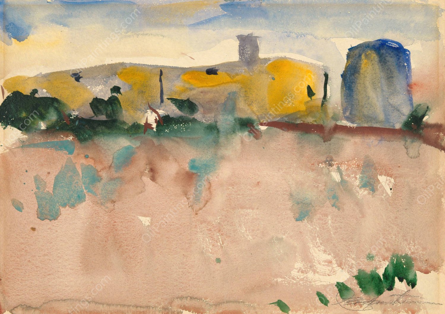 Ranch House at Evening  by Charles Webster Hawthorne - Hand-Painted Oil Painting Reproduction