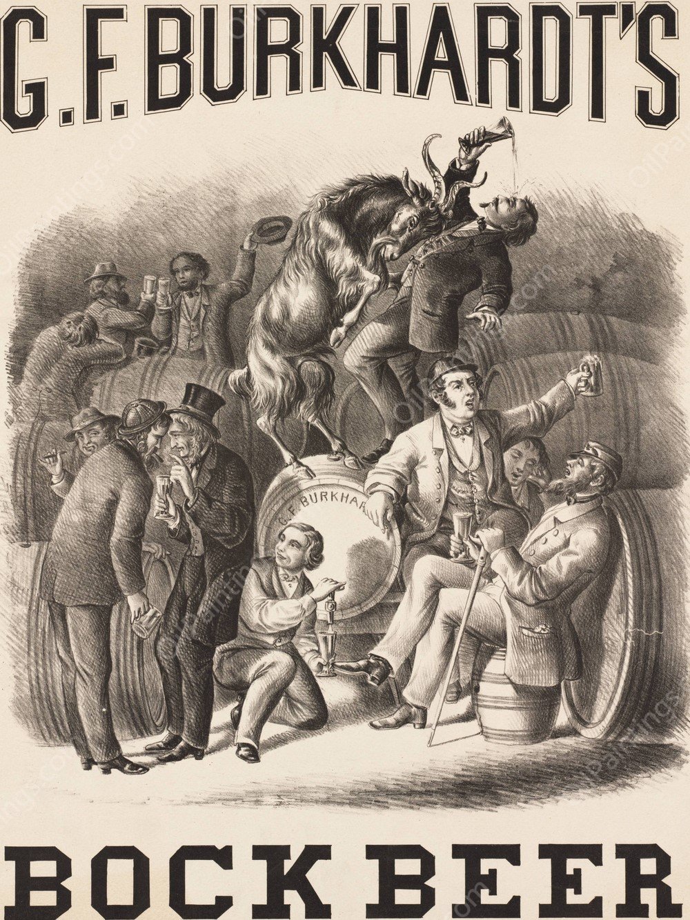 G. F. Burkhardt's bock beer  by Charles Wellington Reed - Hand-Painted Oil Painting Reproduction