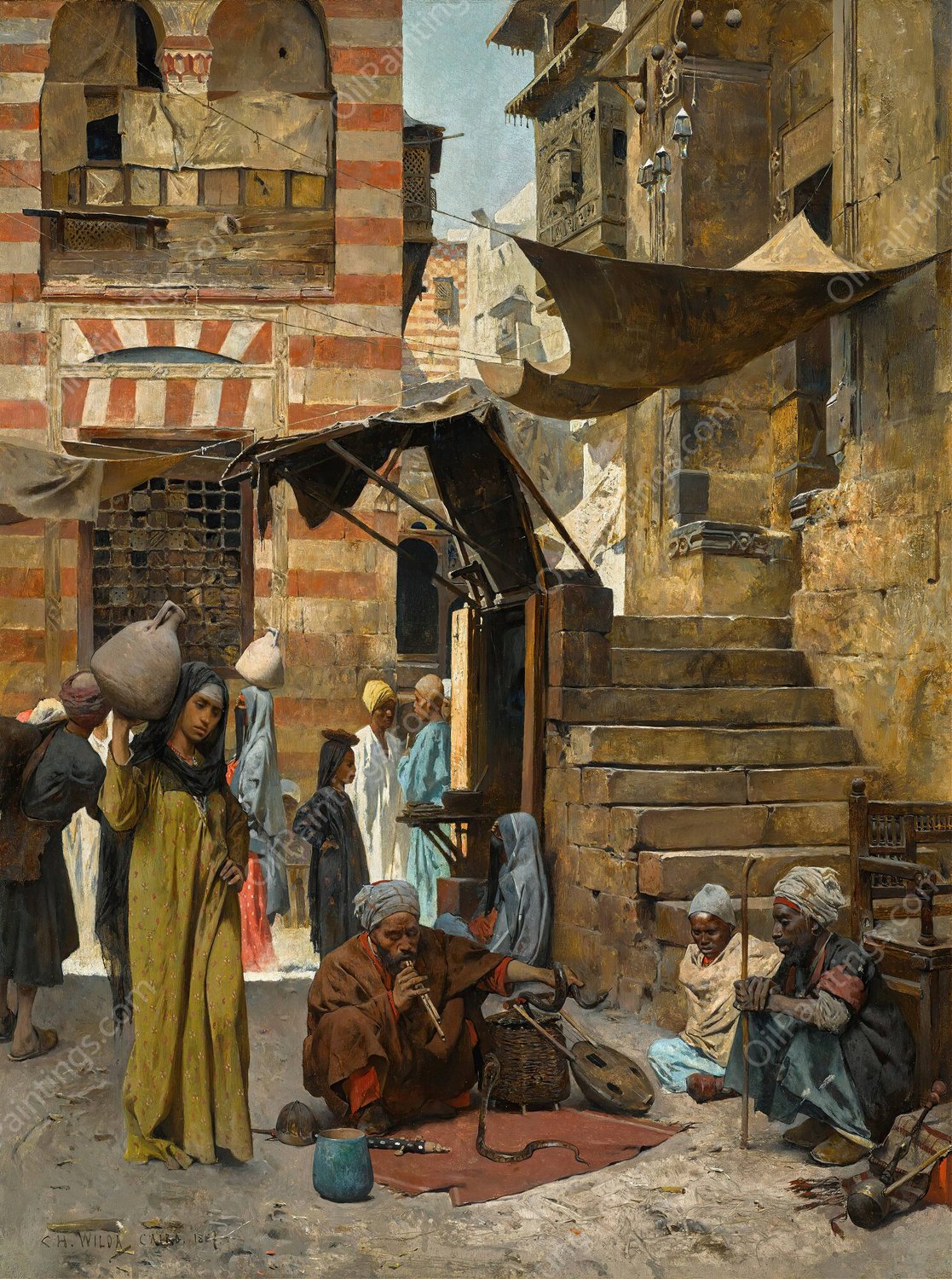 A Souk In Cairo  by Charles Wilda - Hand-Painted Oil Painting Reproduction