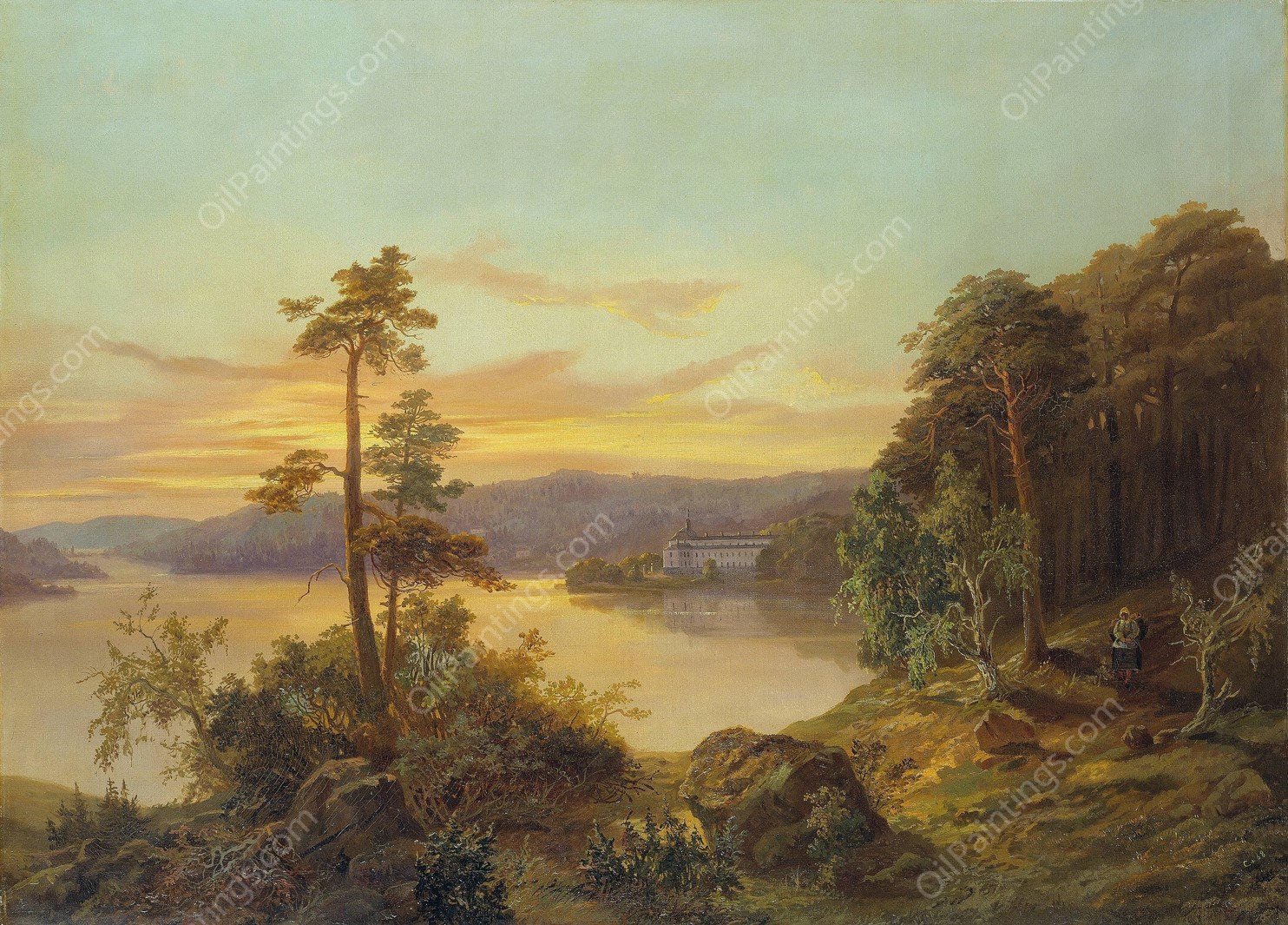 View of Ulriksdal  by Charles Xv Of Sweden - Hand-Painted Oil Painting Reproduction