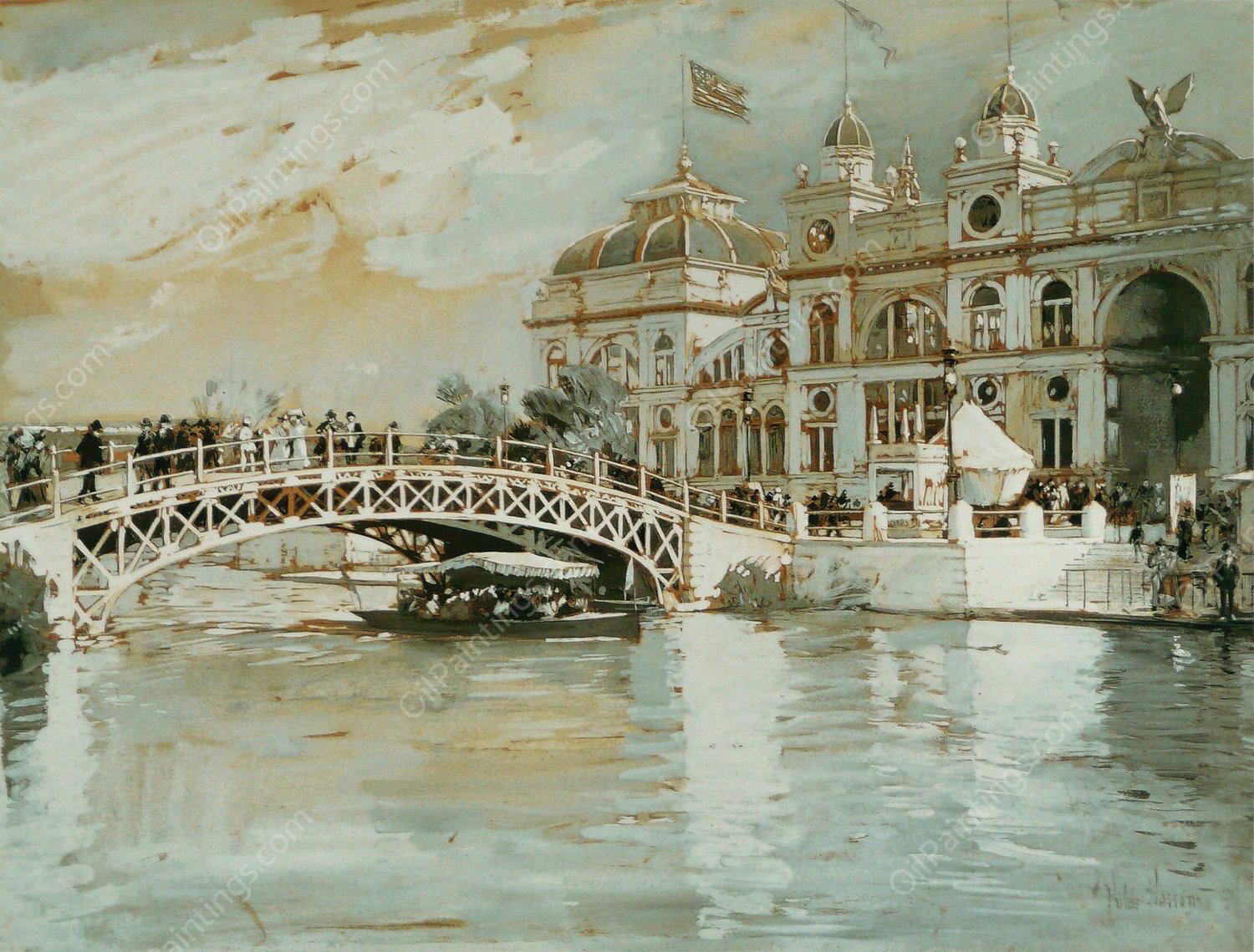 Columbian Exposition, Chicago  by Childe Hassam - Hand-Painted Oil Painting Reproduction