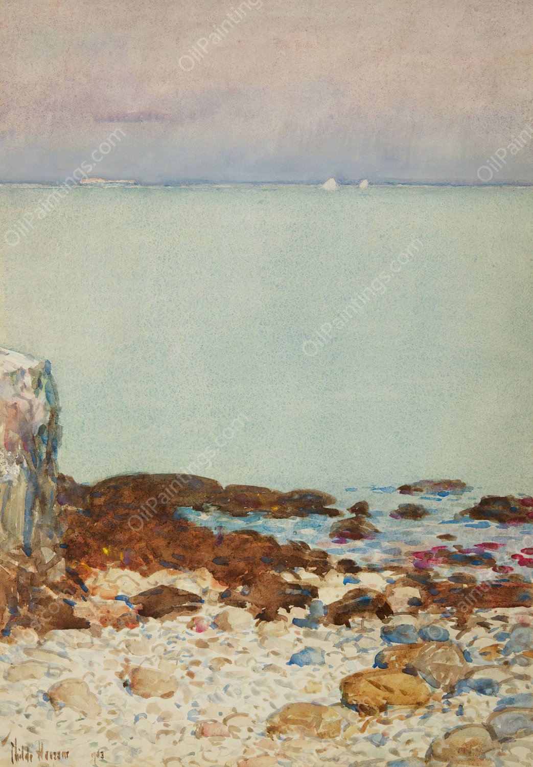 Low Tide, Isles Of Shoals  by Childe Hassam - Hand-Painted Oil Painting Reproduction
