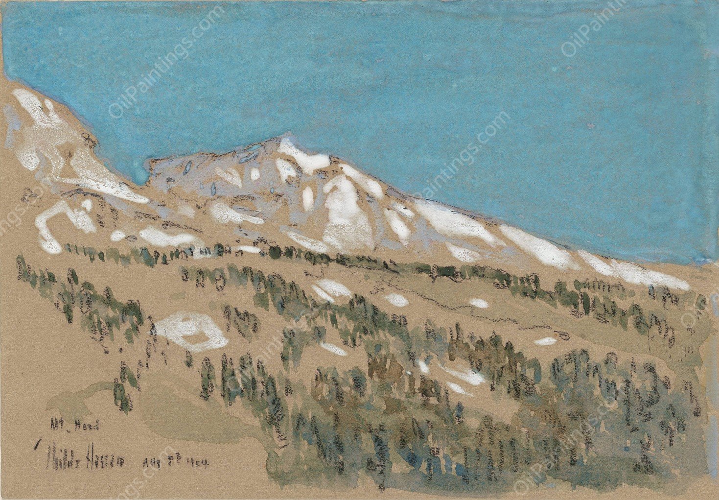 Mount Hood,Oregon  by Childe Hassam - Hand-Painted Oil Painting Reproduction