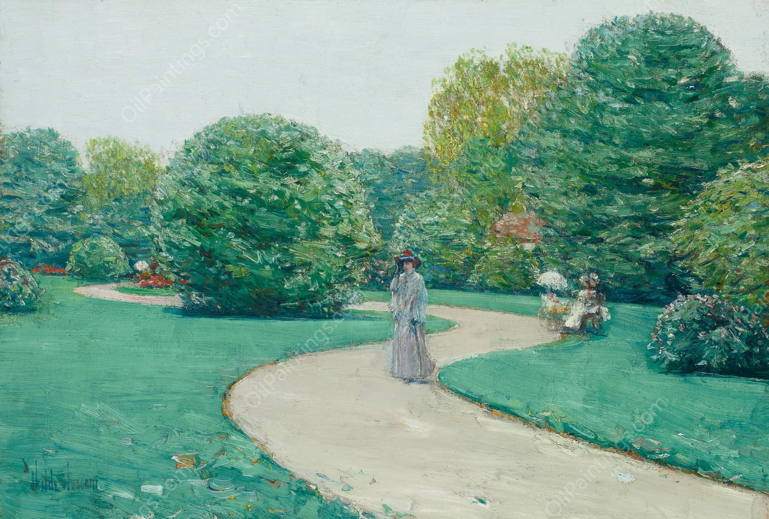 Parc Monceaux, Paris  by Childe Hassam - Hand-Painted Oil Painting Reproduction