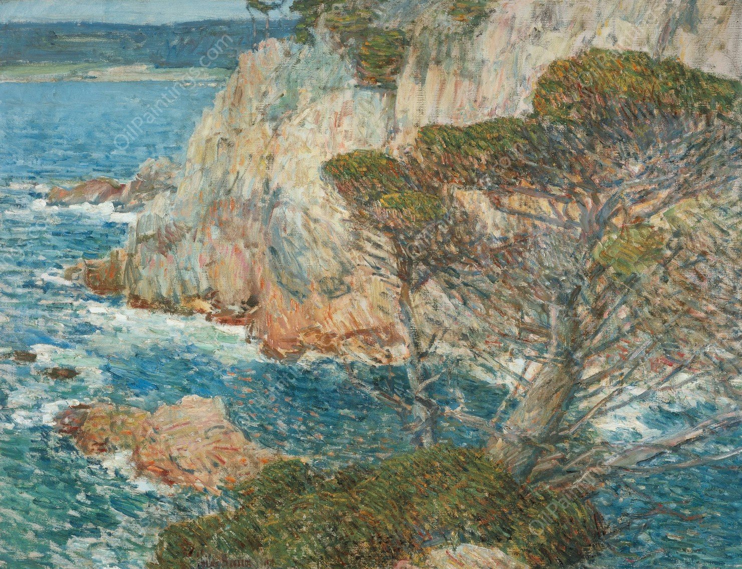 Point Lobos  by Childe Hassam - Hand-Painted Oil Painting Reproduction