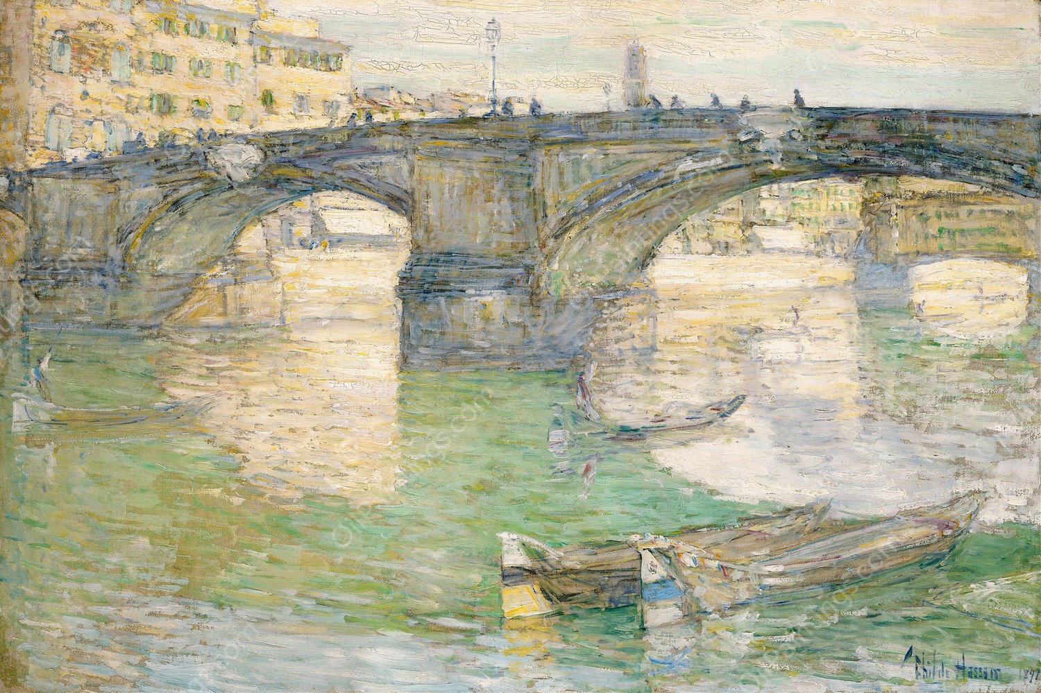 Ponte Santa Trinita  by Childe Hassam - Hand-Painted Oil Painting Reproduction