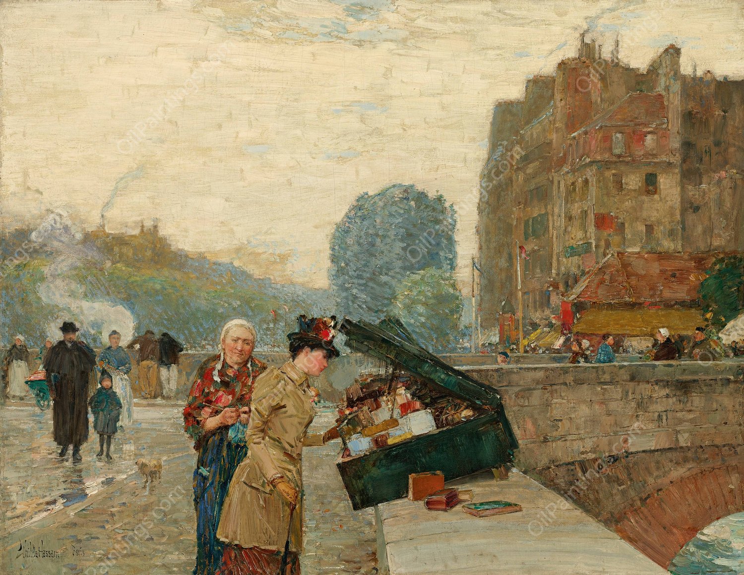 Quai St. Michel  by Childe Hassam - Hand-Painted Oil Painting Reproduction