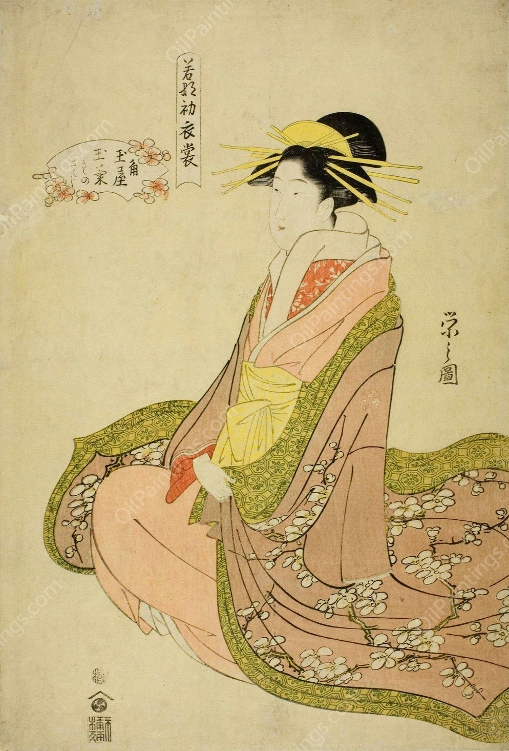 New Clothes for the Festival of New Herbs  by Chobunsai Eishi - Hand-Painted Oil Painting Reproduction