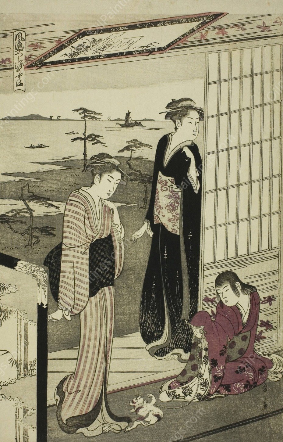 Suma, from the series 'A Fashionable Parody of the Tale of Genji'  by Chobunsai Eishi - Hand-Painted Oil Painting Reproduction