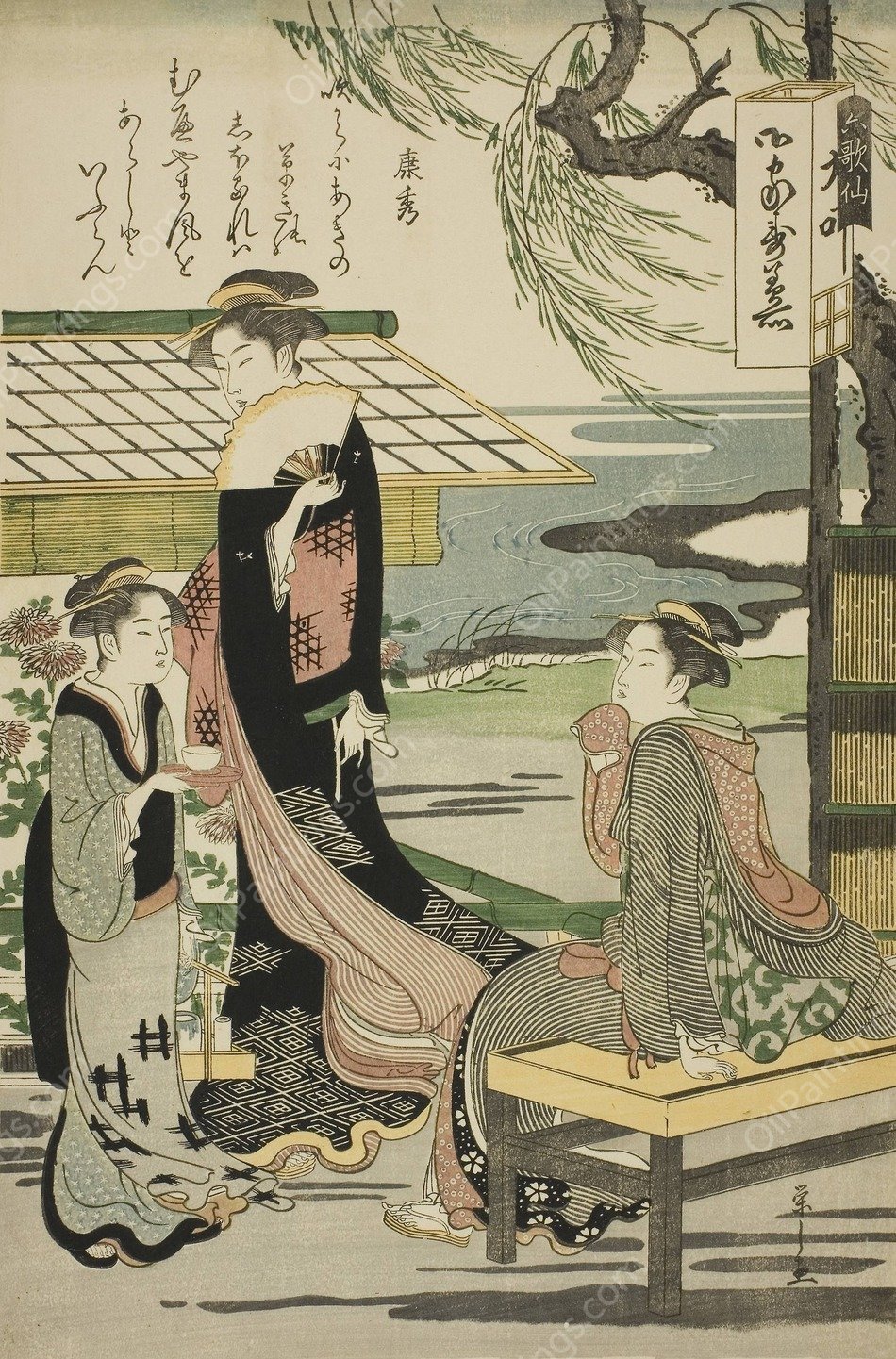 Yasuhide, from the series 'Six Immortal Poets'  by Chobunsai Eishi - Hand-Painted Oil Painting Reproduction