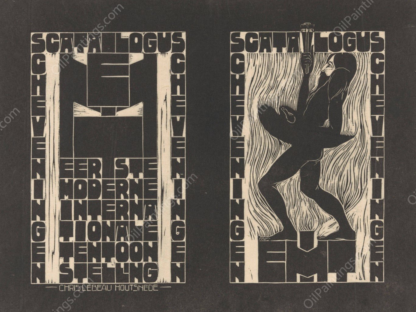 Catalogusomslag 'EMIT eerste moderne internationale tentoonstelling' by Chris Lebeau - Hand-Painted Oil Painting Reproduction