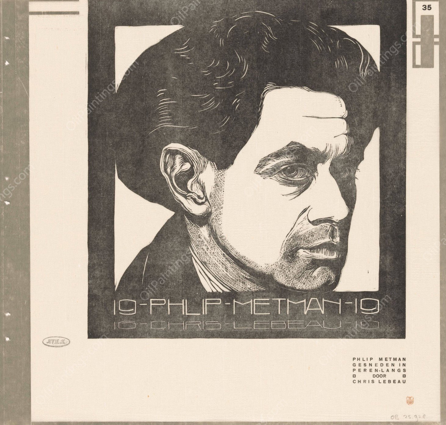 Portret van Philip Metman  by Chris Lebeau - Hand-Painted Oil Painting Reproduction