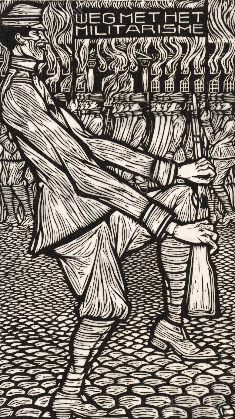 Weg met het militairisme  by Chris Lebeau - Hand-Painted Oil Painting Reproduction