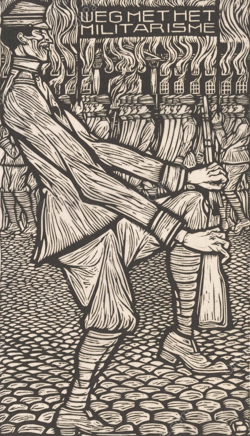 Weg met het militairisme  by Chris Lebeau - Hand-Painted Oil Painting Reproduction