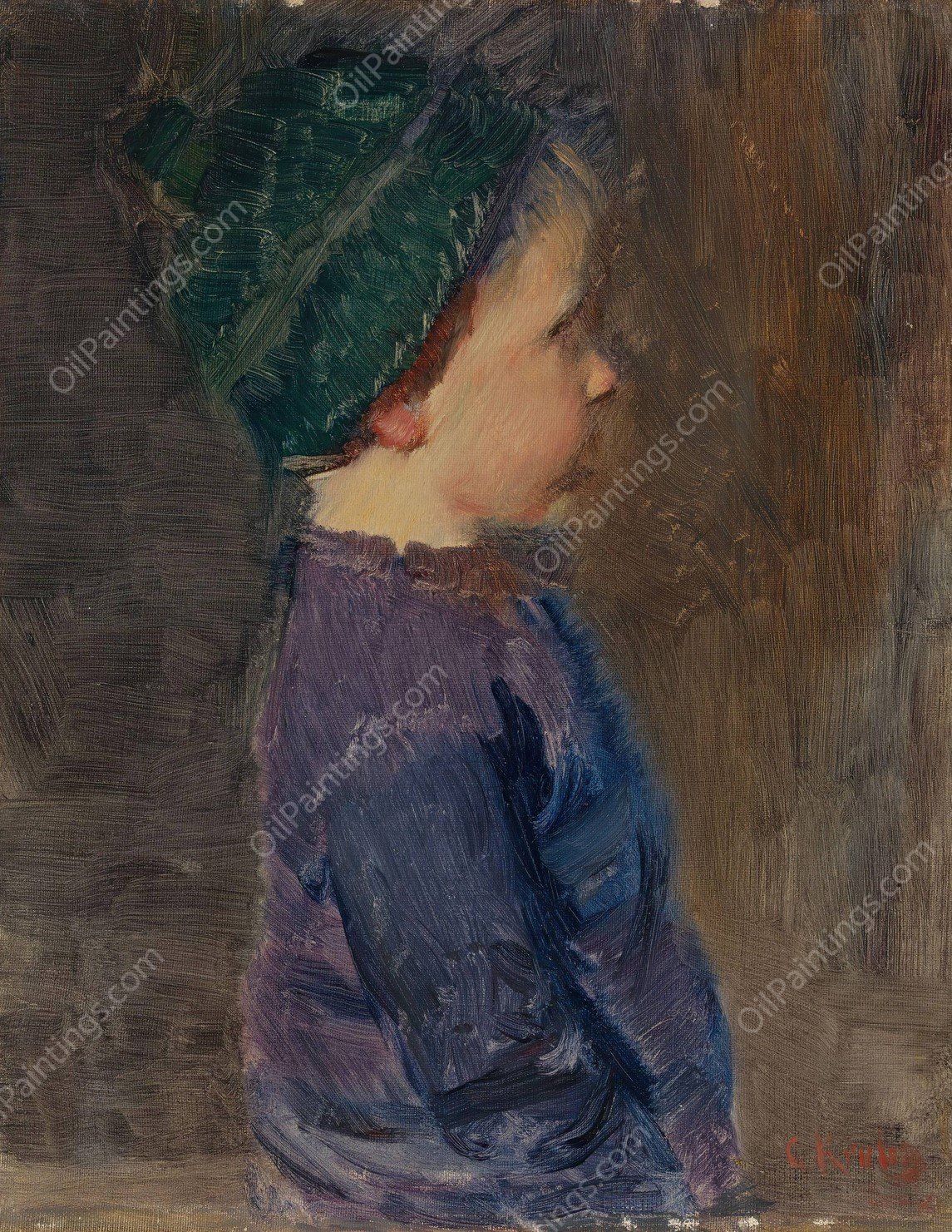 A Little Boy  by Christian Krohg - Hand-Painted Oil Painting Reproduction