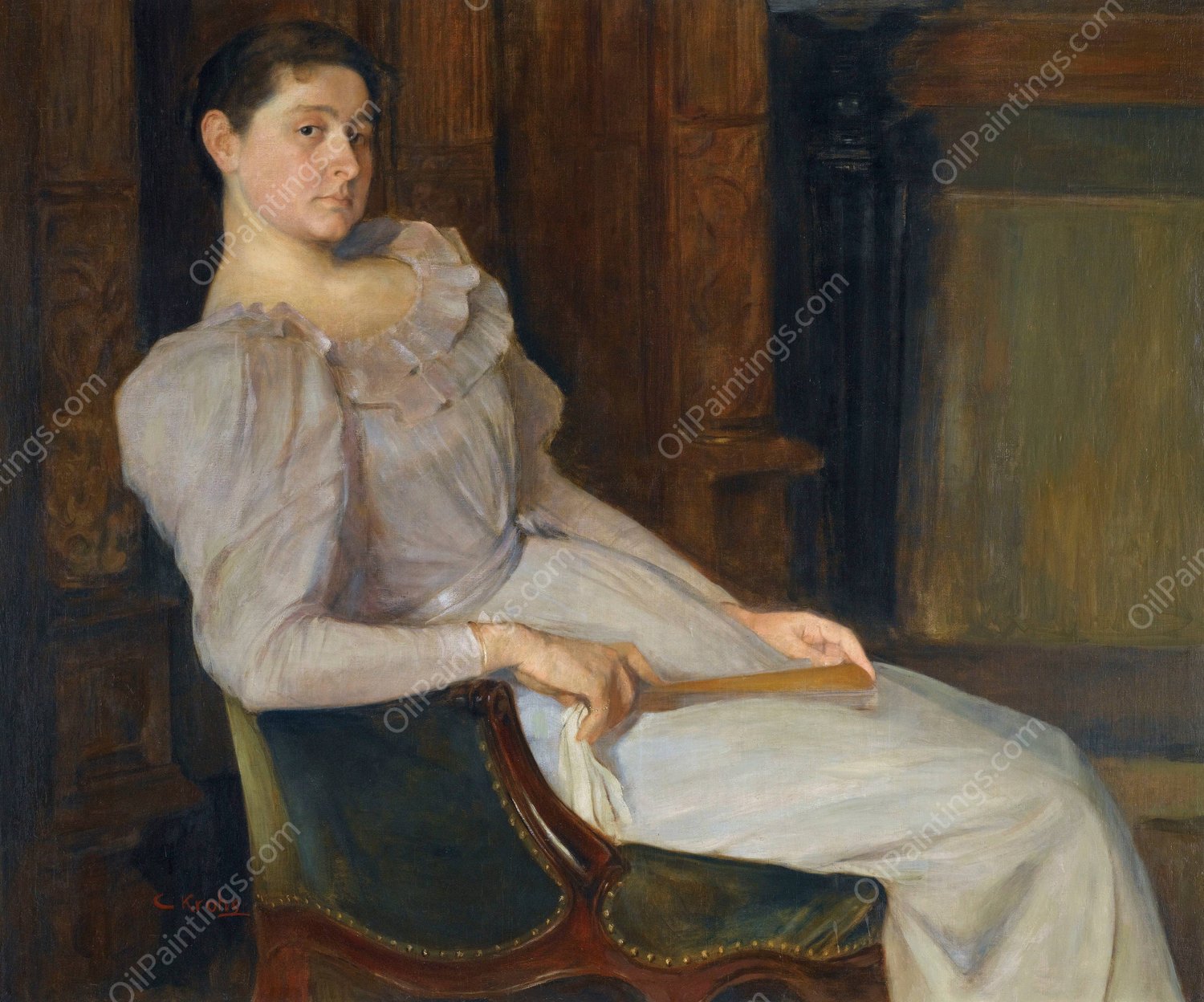 Girl In White by Christian Krohg - Hand-Painted Oil Painting Reproduction