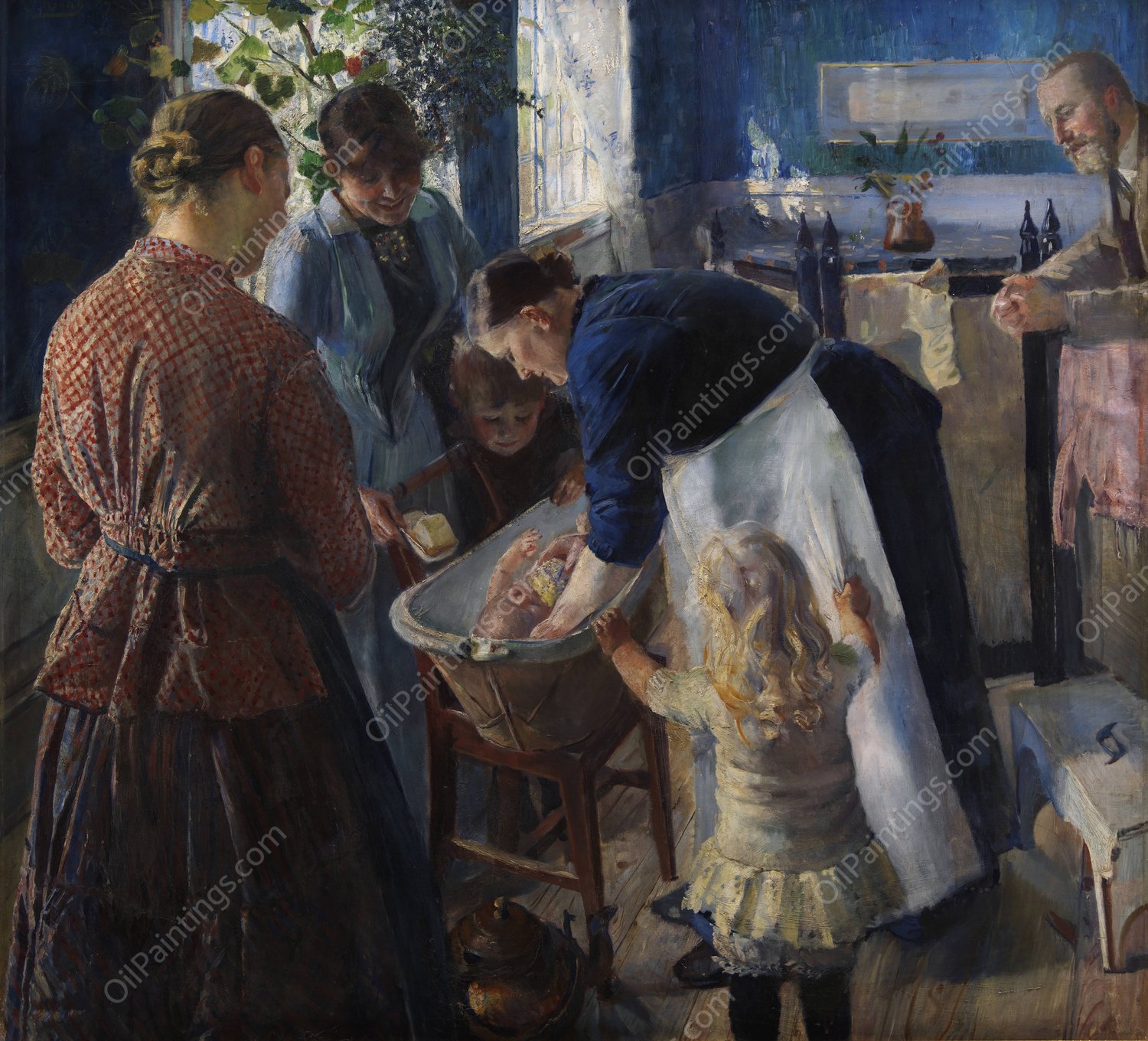 In the Tub  by Christian Krohg - Hand-Painted Oil Painting Reproduction