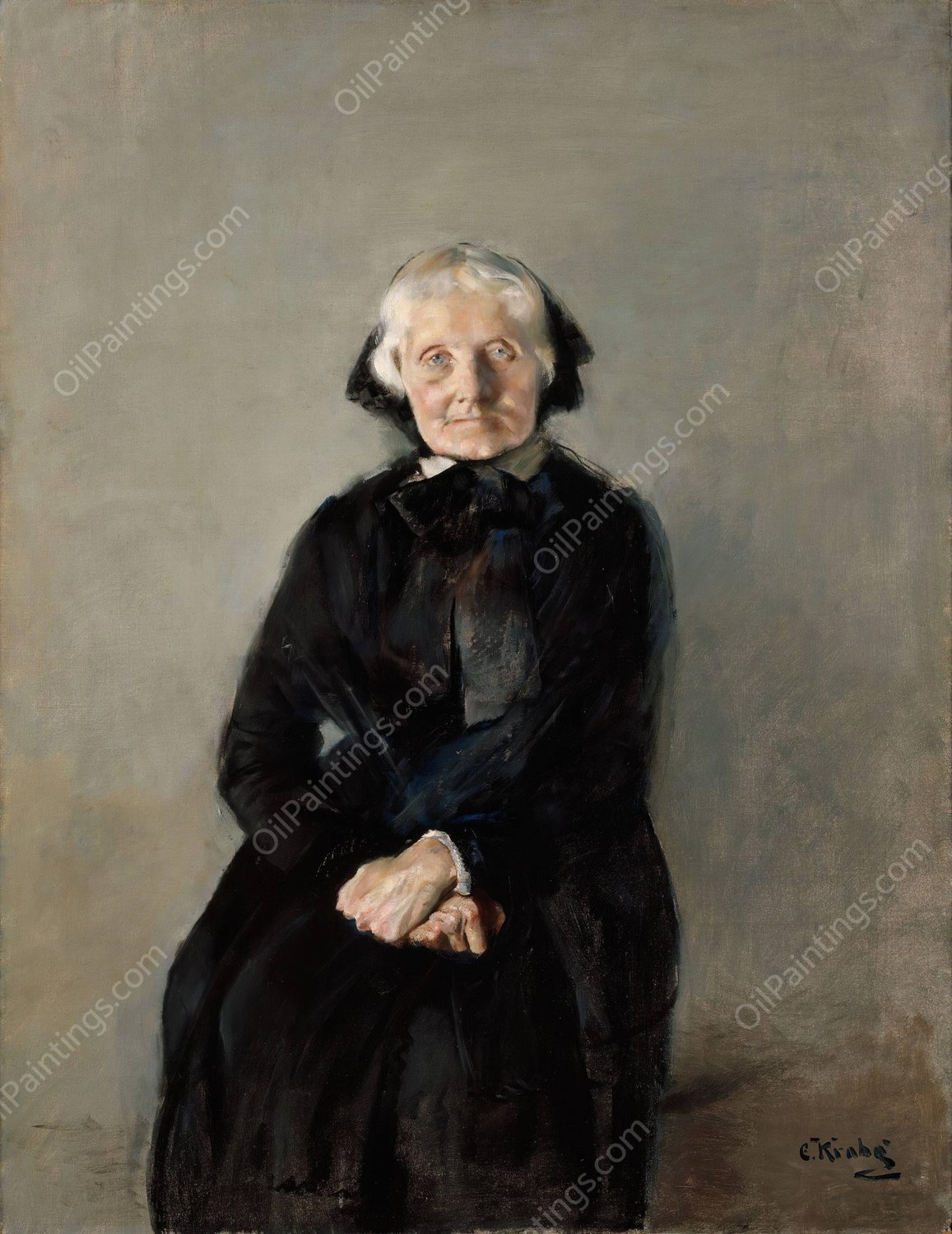Portrait of Marie Krohg, the Artist's Aunt  by Christian Krohg - Hand-Painted Oil Painting Reproduction