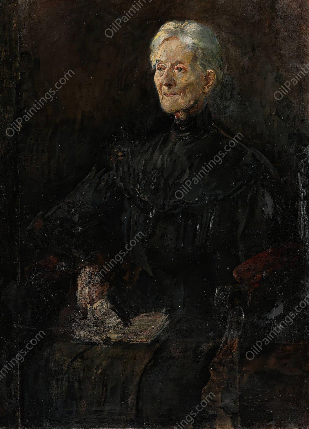 Portrait of Mrs. Betsy Gude  by Christian Krohg - Hand-Painted Oil Painting Reproduction