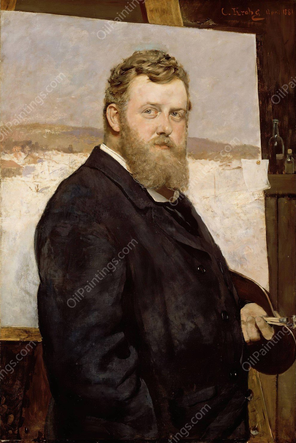 Portrait of the Painter Frits Thaulow  by Christian Krohg - Hand-Painted Oil Painting Reproduction