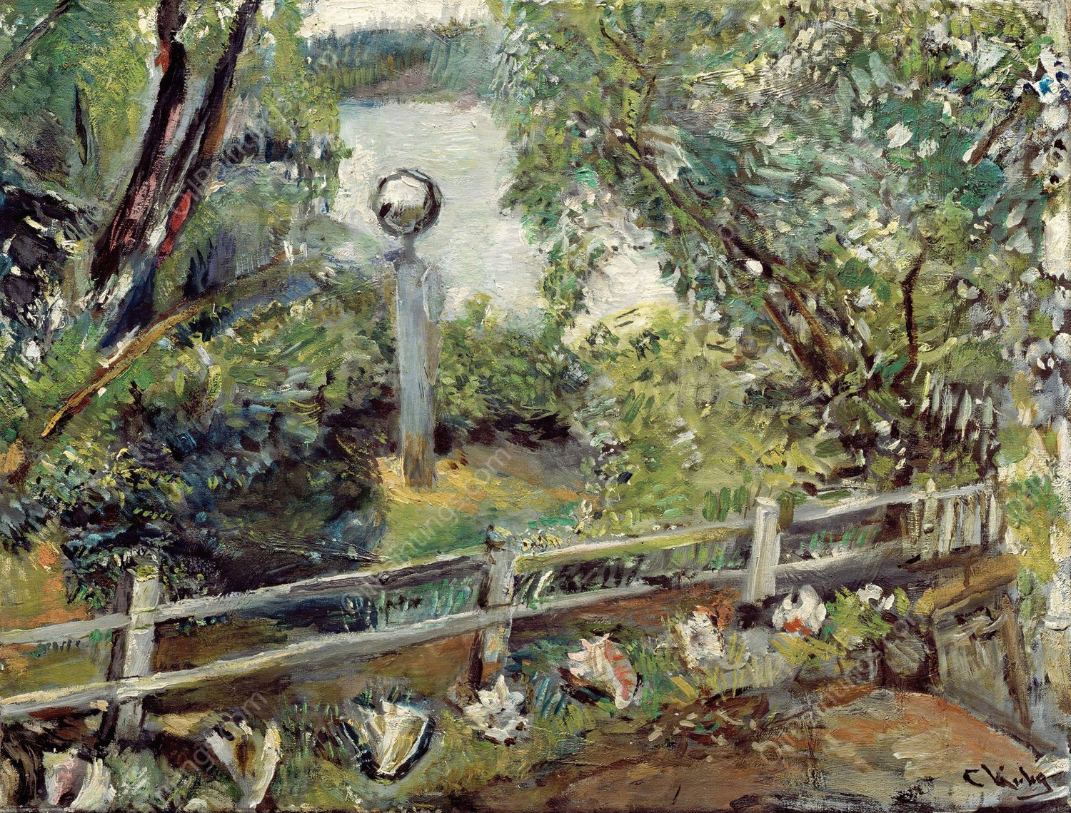 The Garden with the Glass Ball  by Christian Krohg - Hand-Painted Oil Painting Reproduction