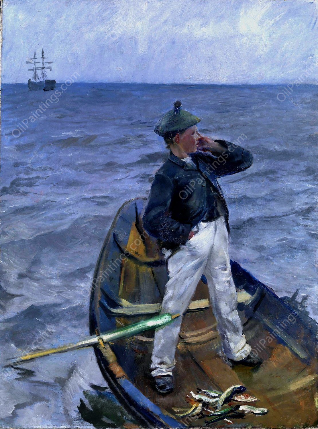 The Inshore Channel  by Christian Krohg - Hand-Painted Oil Painting Reproduction