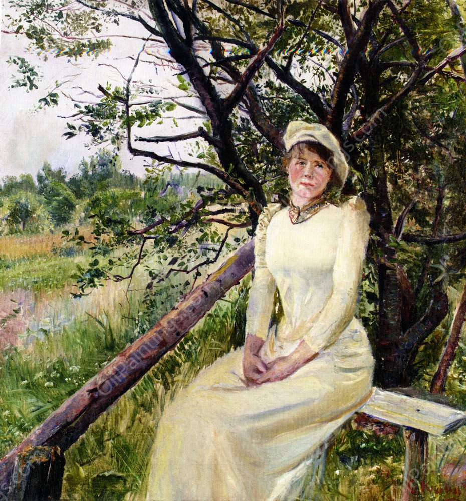 Ung Kvinne Pa En Benk by Christian Krohg - Hand-Painted Oil Painting Reproduction