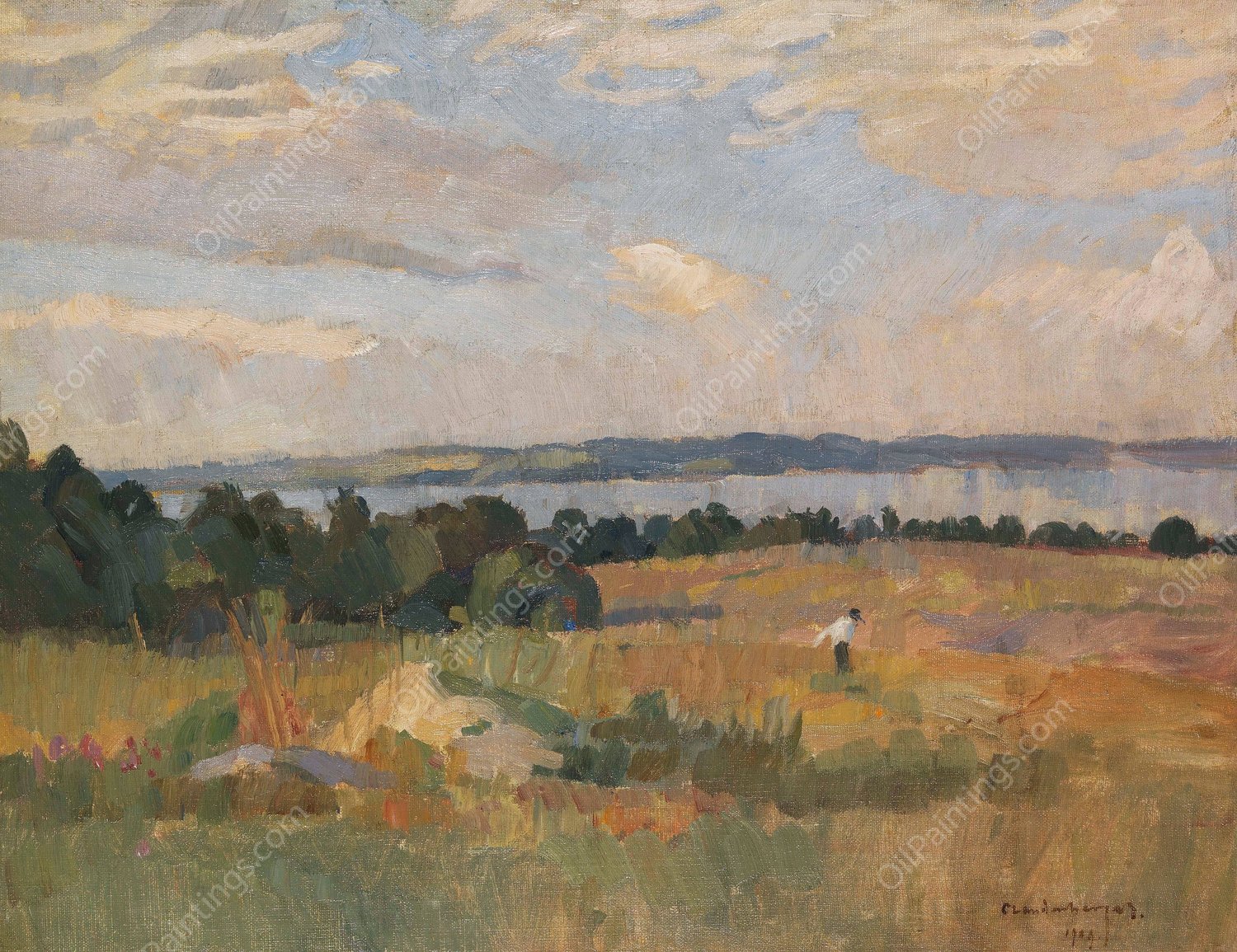 Herbststimmung am Untersee  by Christian Landenberger - Hand-Painted Oil Painting Reproduction