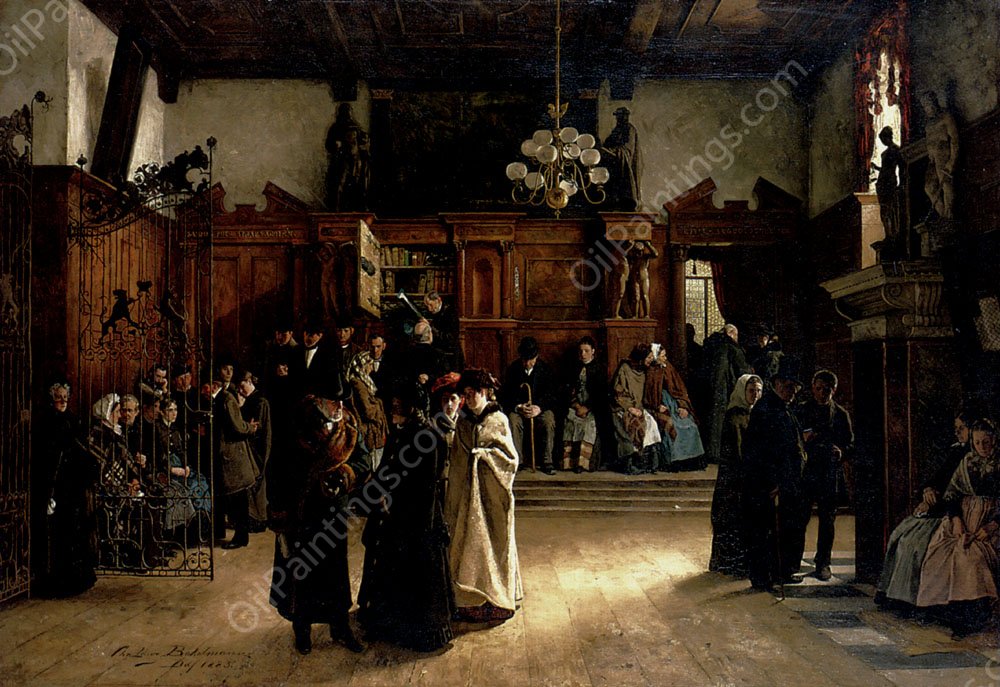 In The Courtroom by Christian Ludwig Bokelmann - Hand-Painted Oil Painting Reproduction