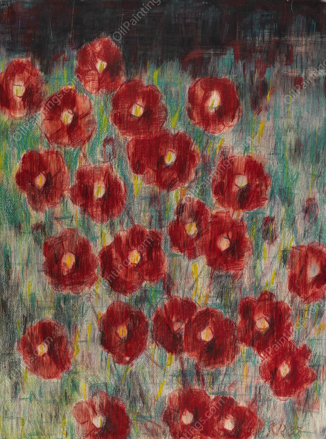 Dunkle Cosmeen  by Christian Rohlfs - Hand-Painted Oil Painting Reproduction